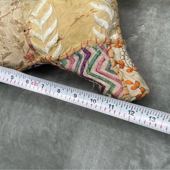Faux Kantha Patchwork Fabric Covered Deer Stag Head Decor with Antlers